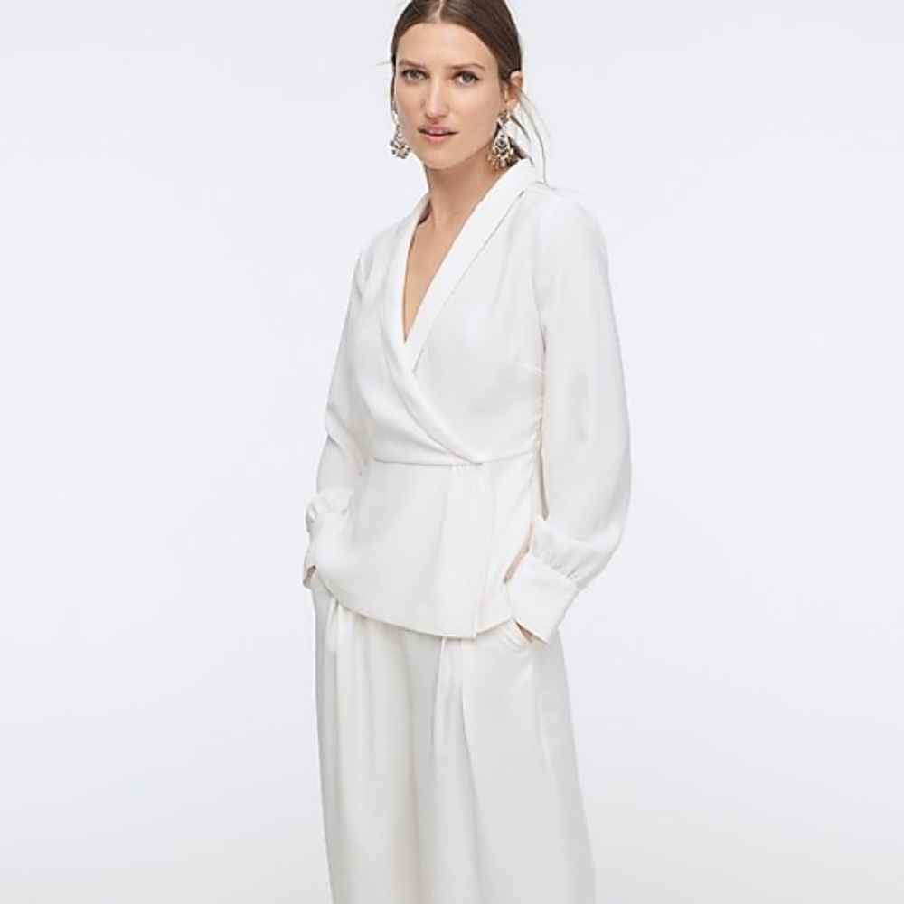 NWT • J. Crew Drapey Faux-Wrap Blouse “365 Crepe”